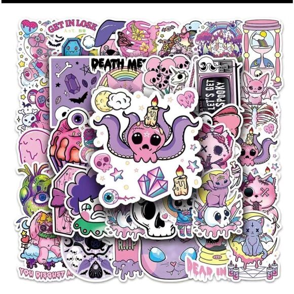 Pastel Gothic Graffiti Stickers 50 pk - Picture 1 of 5